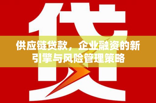 浦北供应链贷款，企业融资的新引擎与风险管理策略