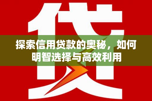 浦北探索信用贷款的奥秘，如何明智选择与高效利用