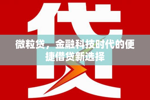 浦北微粒贷，金融科技时代的便捷借贷新选择